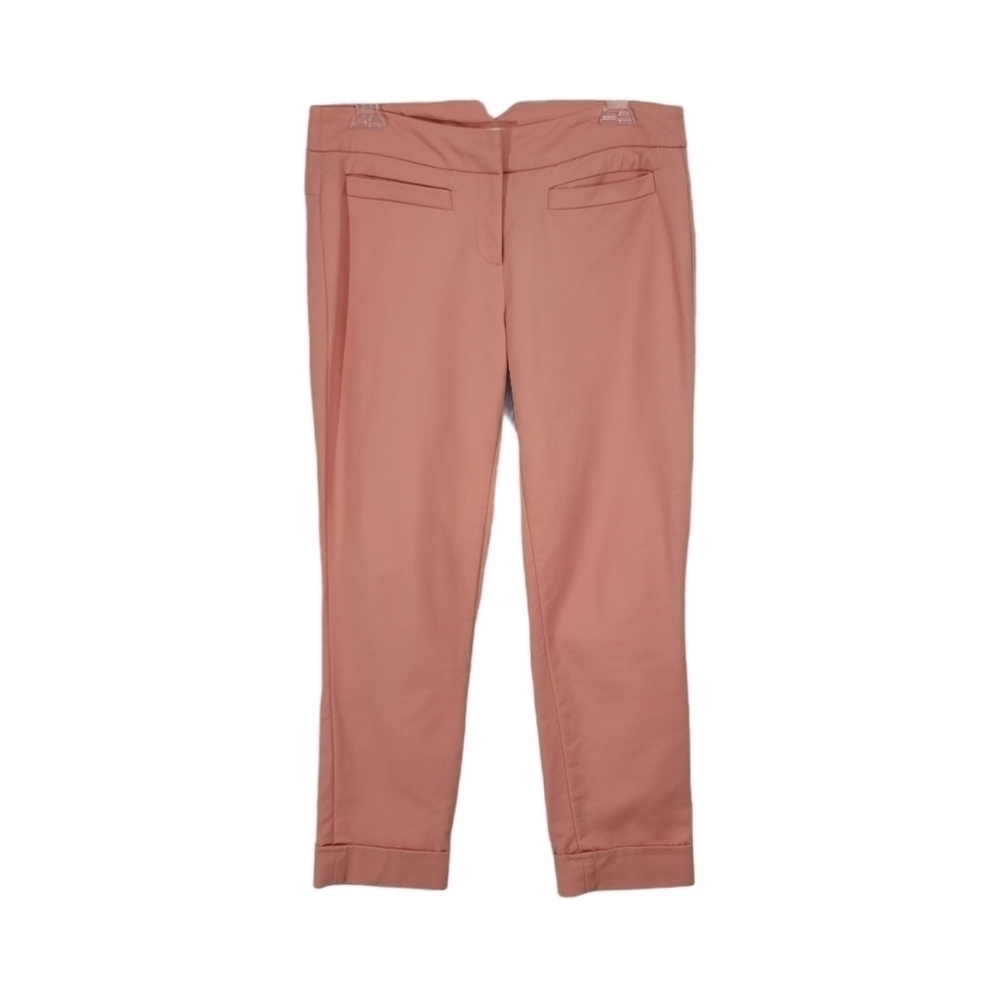 Kenar Salmon Pink Crop Cuffed Capri Pants